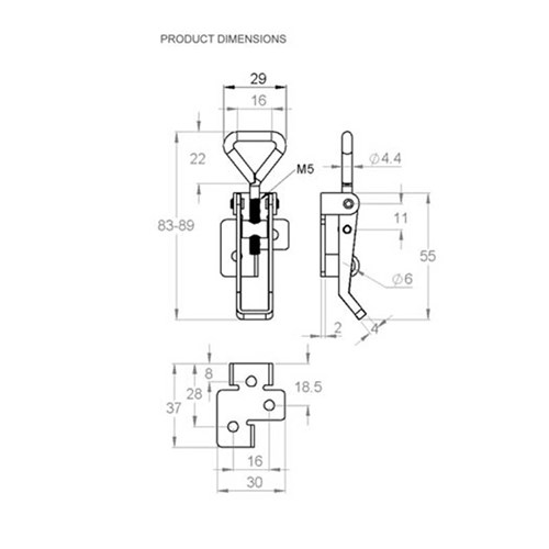 Overcentre Fastener 71 Series Padlockable Stainless Steel